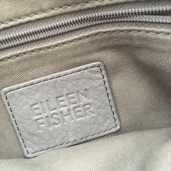 EILEEN FISHER Vintage Leather Gray Crossbody Bag - Picture 11 of 11